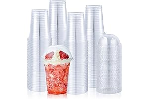 Lilymicky 12oz Clear Plastic Cups with Dome Lids - Perfect for Cold Drinks & Treats