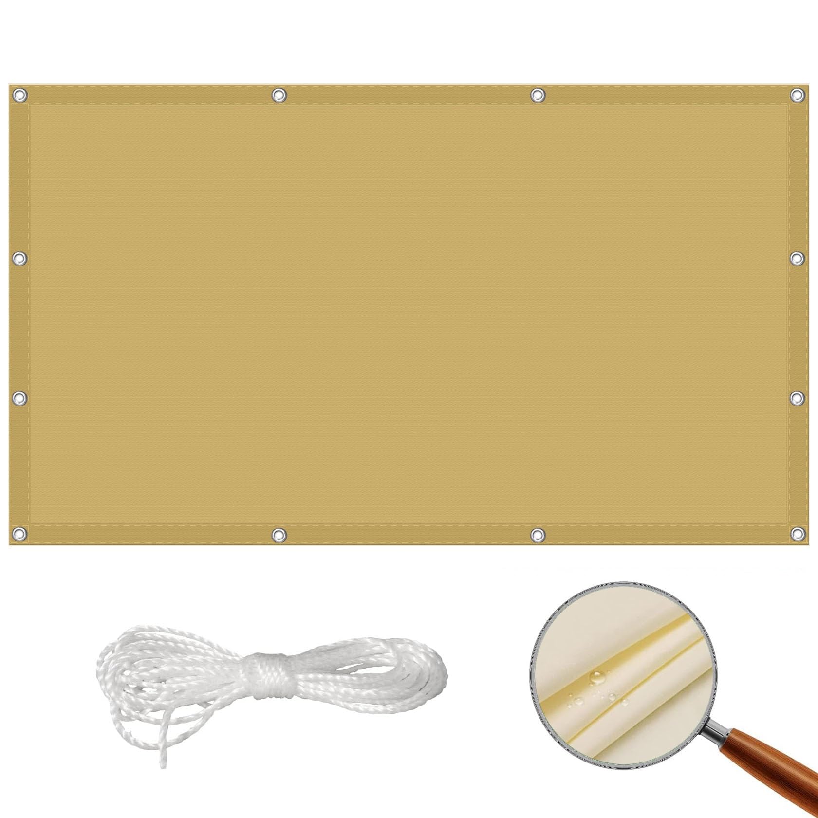 Voile d'ombrage anti-UV 98% et imperméable grand format sable