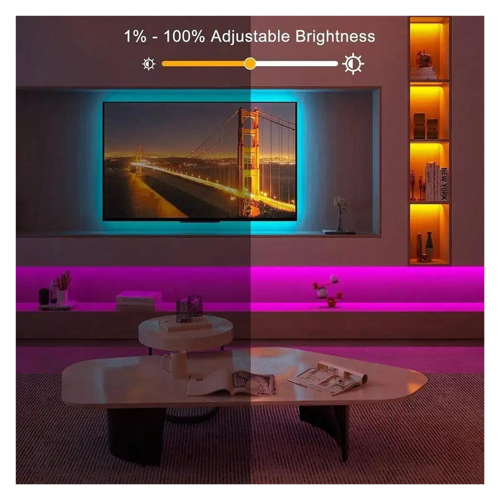 12V 5050 RGB LED Strip 5-30M WiFi inteligente Alexa Music Sync decoración colorida cinta de luz de neón(Waterproof,WIFI 24KEY_65.6FT-787.4INCH-20M)
