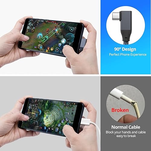 Miniatura 6 de UseBean Cable USB C a USB C de 100 W, 6.6 pies (paquete de 2), USB 3.2 Gen2 Gen2x2 de ángulo recto de transferencia de datos de 20 Gbps y carga