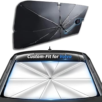 Custom-Fit for Volvo Windshield Sun Shade Umbrella, Car Sunshade Cover UV Block Car Front Window with 360Rotation Bendable Handle, Designed for Volvo Accessories for Volvo XC40