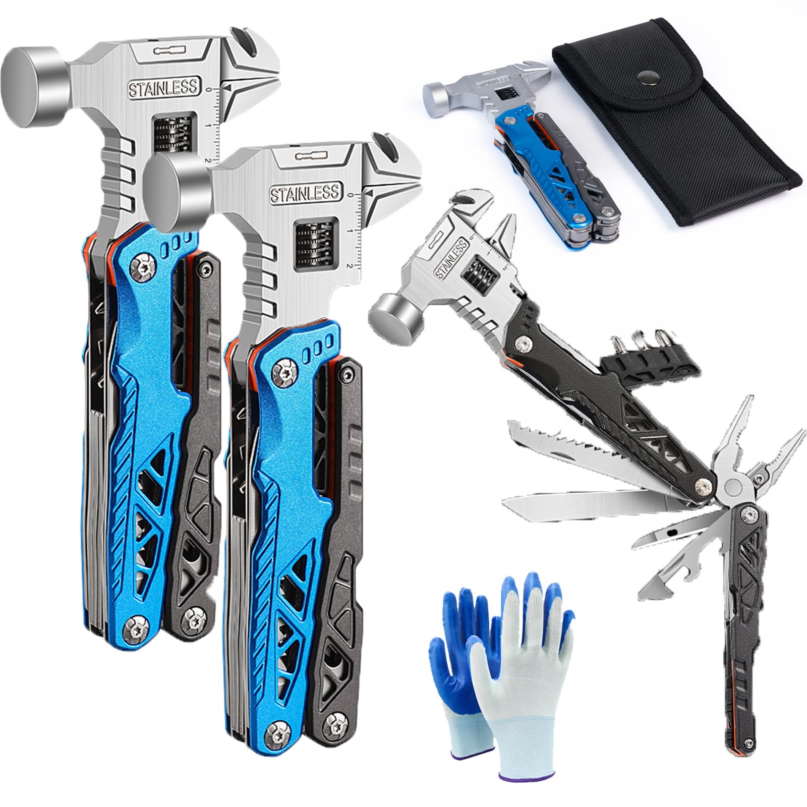18 In 1 Multifunctional Wrench Hammer – Multitool mit Hammer, Zange, Flaschenöffner, Schraubendreher & Taschenmesser – leicht, tragbar, ersetzt die Werkzeugkiste (2PCS-2)