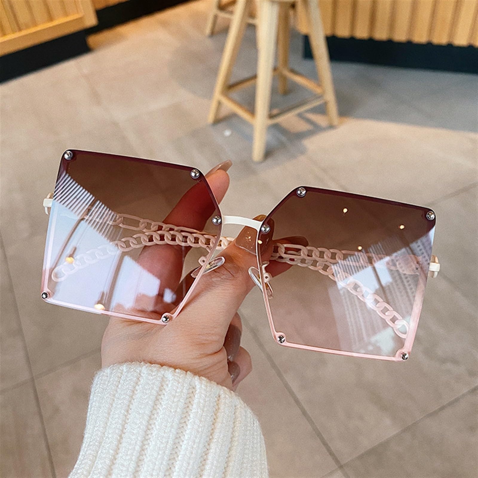 Lunettes de soleil carrées pour femmes et hommes avec verres dégradés anti-UV400