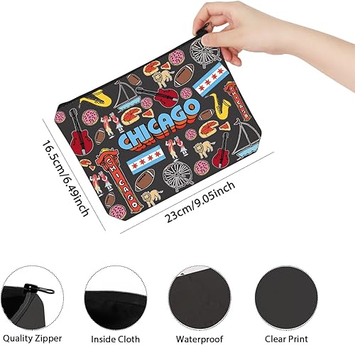 Miniatura 2 de Bolsa de maquillaje de bienvenida de Chicago Bolsa de maquillaje de viaje Chicago Bolsa de viaje con cremallera, Bolso Chicago, Yee Haw