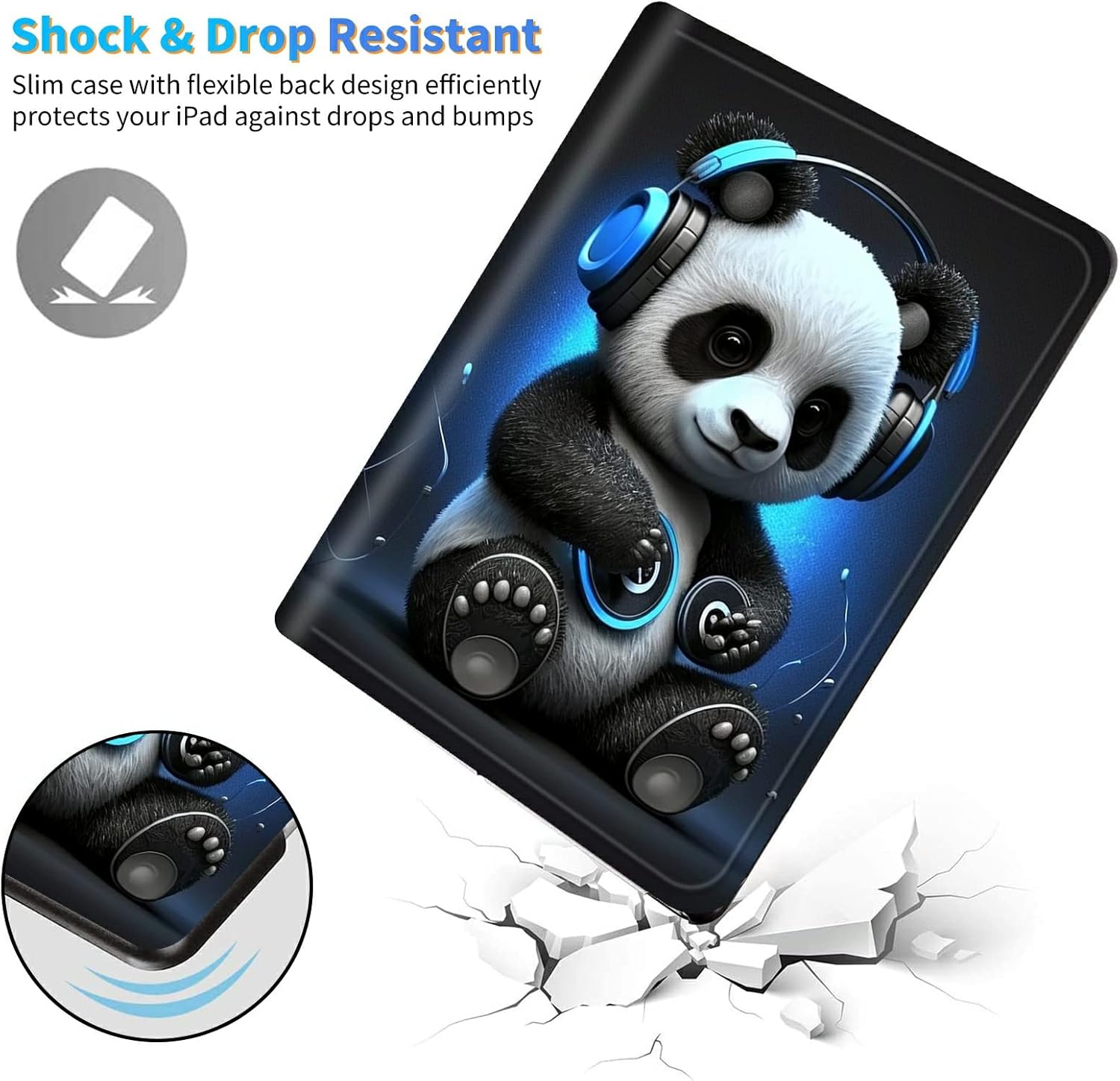 Case for All-New Amazon Kindle Fire HD 10 & 10 Plus Tablet (11th/13th Generation, 2021/2023), Slim Adjustable Stand Back Shell Protection Smart Cover for Fire HD 10.1 Inch Tablet, Panda