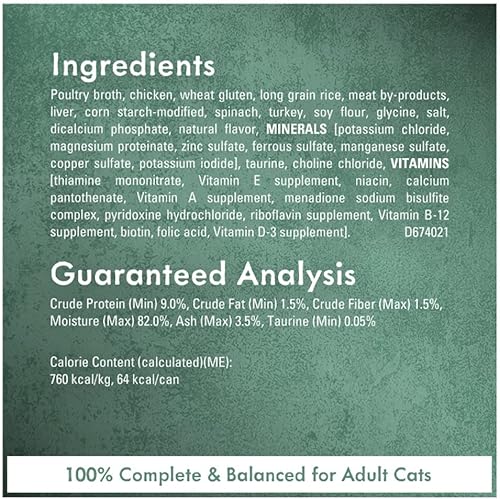 Miniatura 6 de Medleys Alimento húmedo enlatado para gatos pollo de carne blanca arroz de grano largo y espinacas en salsa salada paquete de 12 latas de 3 onzas