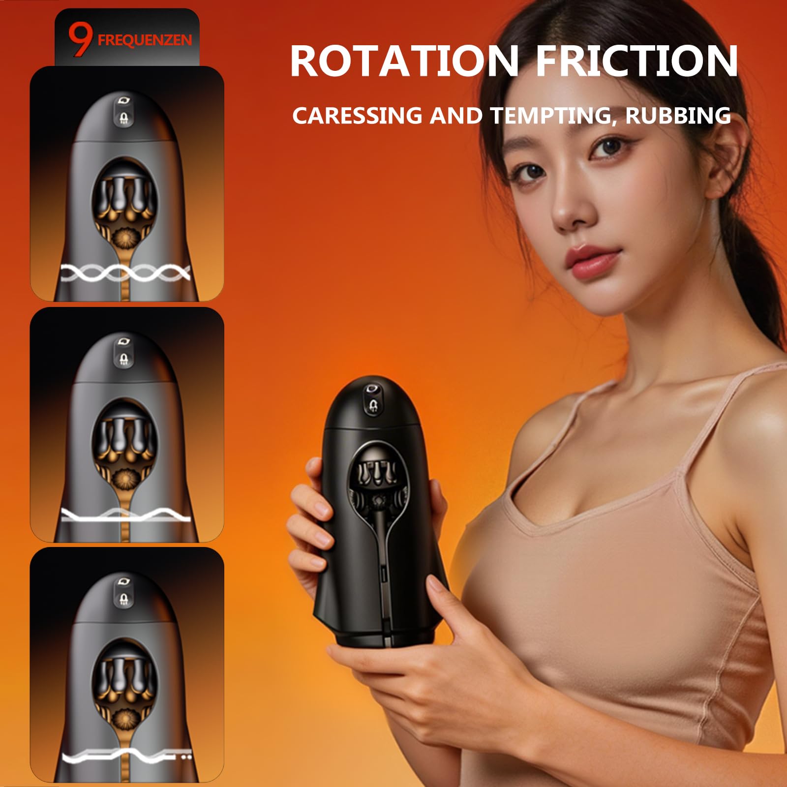 Penistrainer Masturbieren für Manner, 9 Vibrations und 9 Rotierend, Penis Vibrator Masturbator Sex Spielzeug für die Männer, Stärker Power Penis Vibrator & APP