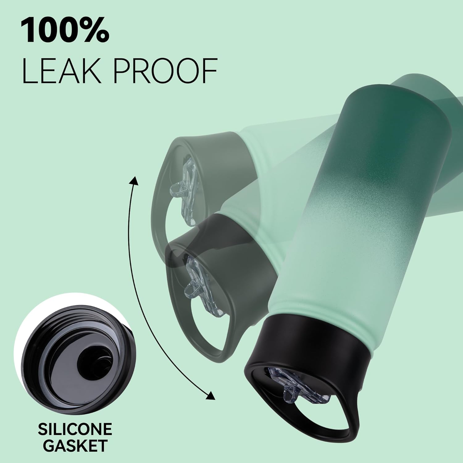 16 oz Insulated Water Bottle for School, Straw & Spout Lid, Keep Cold 24H, Spill Proof, BPA-Free, Double Wall Stainless Steel Kids Water Bottles for Sports, Gym, Travel, Green Gradient - Image 4