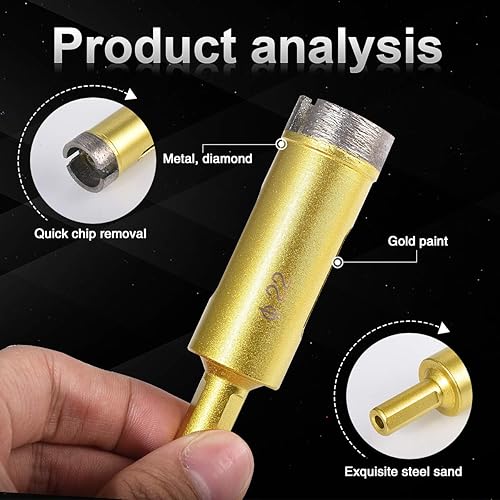 Miniatura 3 de KATUR Broca de sierra de diamante de 0.866 in de diámetro, broca de núcleo hueco de mármol de porcelana de pizarra para vidrio, cerámica, porcelana,