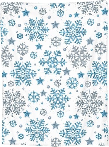 Miniatura 7 de Manta de invierno con copos de nieve, acogedora y suave, manta de Navidad para sofá, silla, cama, manta térmica de viaje de 80 x 60 pulgadas,