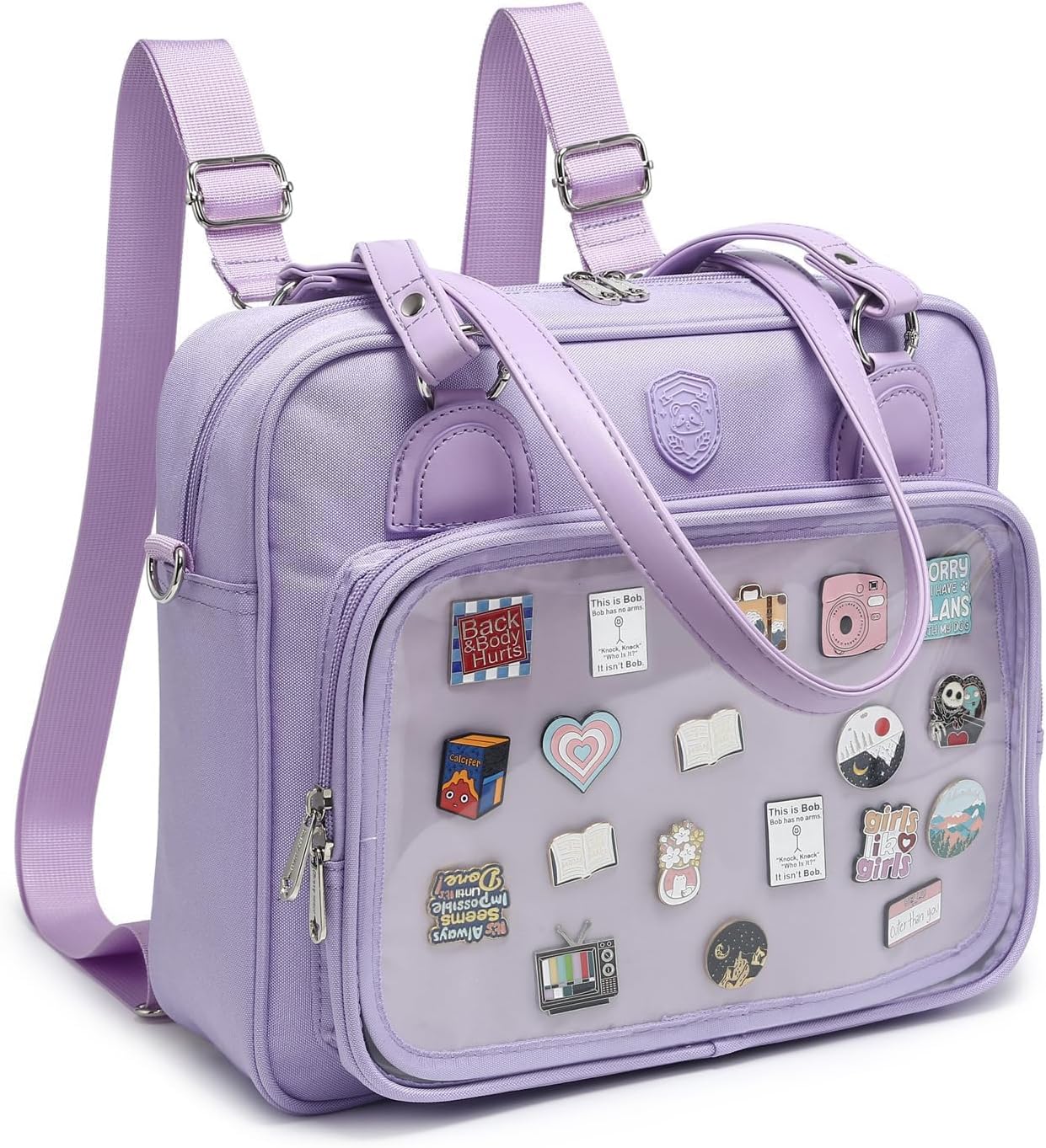 Oxford Ita Bag Crossbody Shoulder Bag Satchel Messenger Backpack Multi-Purpose Pins Display - Image 5