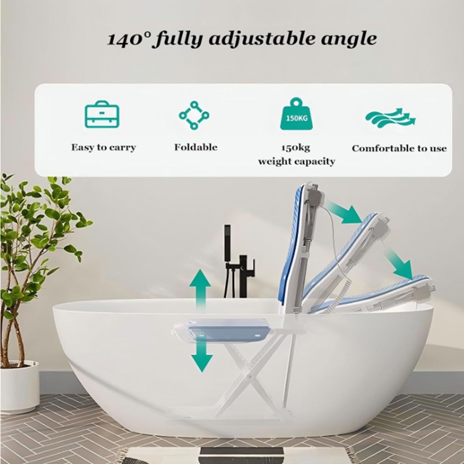BCBKD Chaise Debout Électrique avec roulettes, Dispositif D'assistance Pliable pour Personnes Âgées, Hauteur Réglable De 0 À 50 Cm, Capacité Maximale De 140 Kg