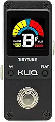 Pedal afinador KLIQ TinyTune para guitarra e baixo - Mini - Cromático - com calibração de afinação e afinação plana (fonte de alimentação necessária)
