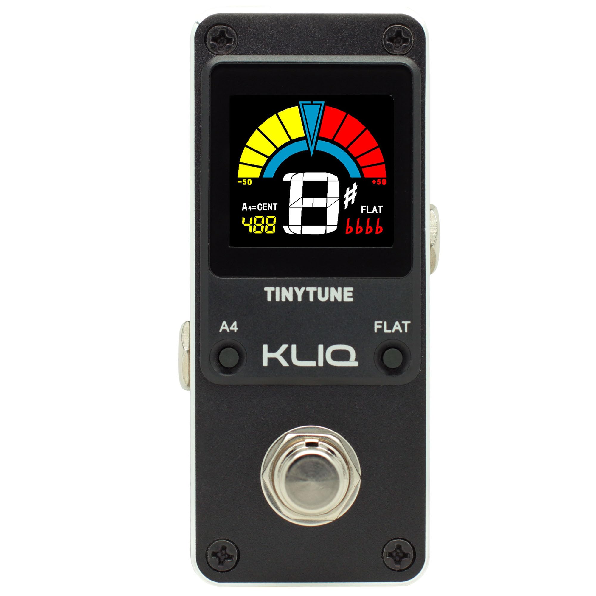 KLIQ TinyTune Pro Stage Tuner Pedal for Guitar & Bass, Mini Chromatic Pedal with True Bypass, Silent Switch, Flat Tuning, LED Display & Pitch Calibration (9V Power Supply Required)