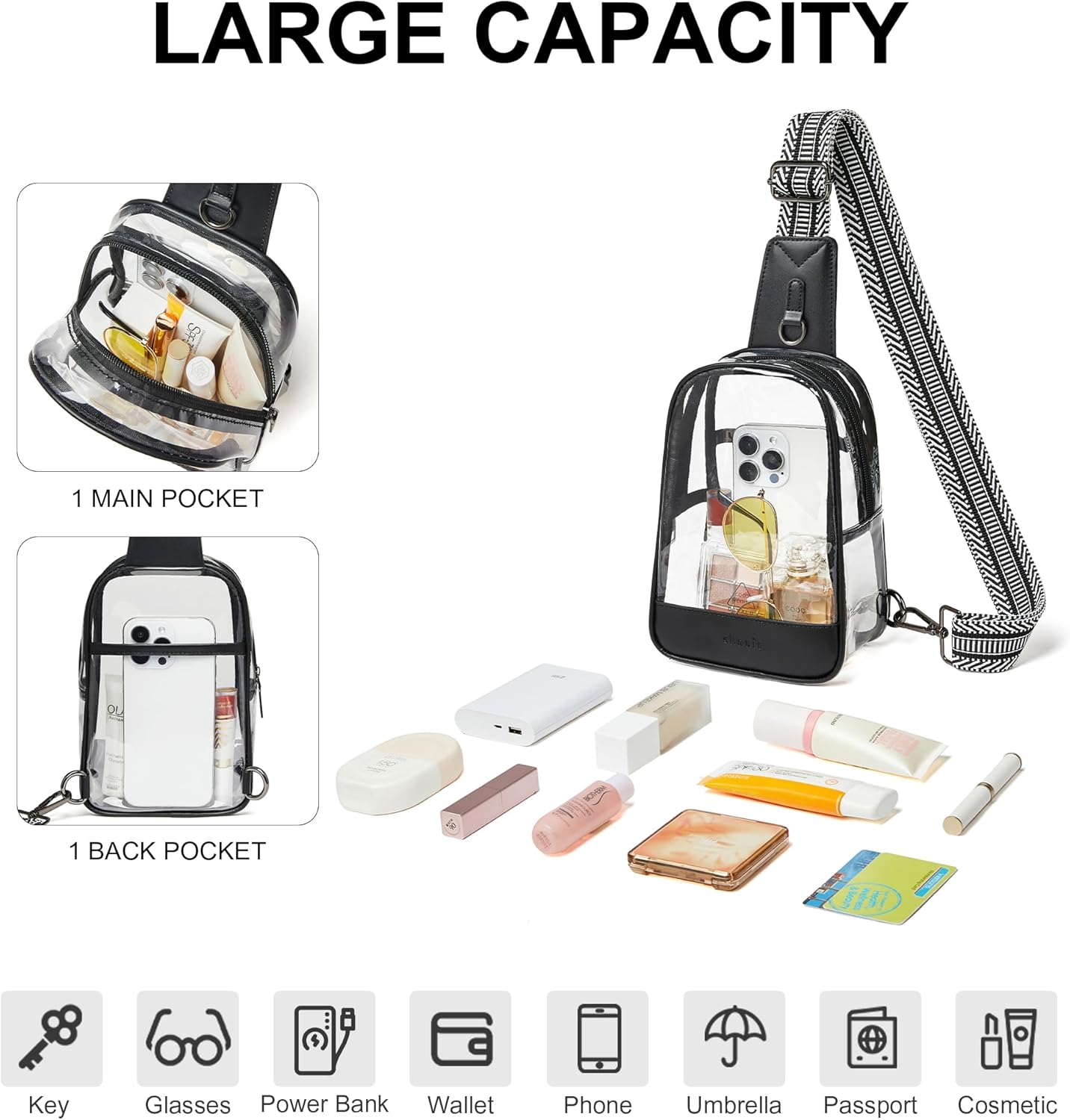 Shrrie Clear Bag for Stadium Events Transparent Crossbody Sling Bag for Women & Men - Stadium Approved, Concerts & Sports - Image 4