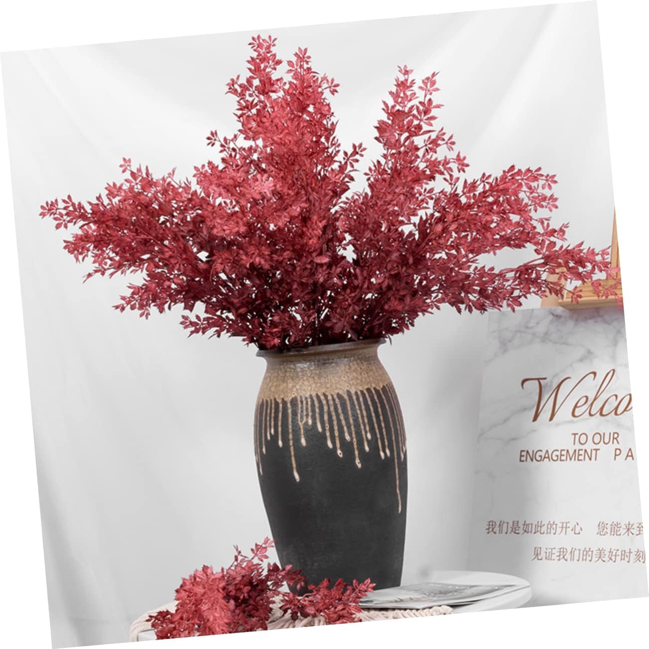 Fleurs artificielles, 4 pièces, rose, herbe, givre, décoration, feuille d'érable, fleur artificielle, bouquet de mariage, couronne de brindilles, couronne de fleurs séchées, décoration de plantes arti