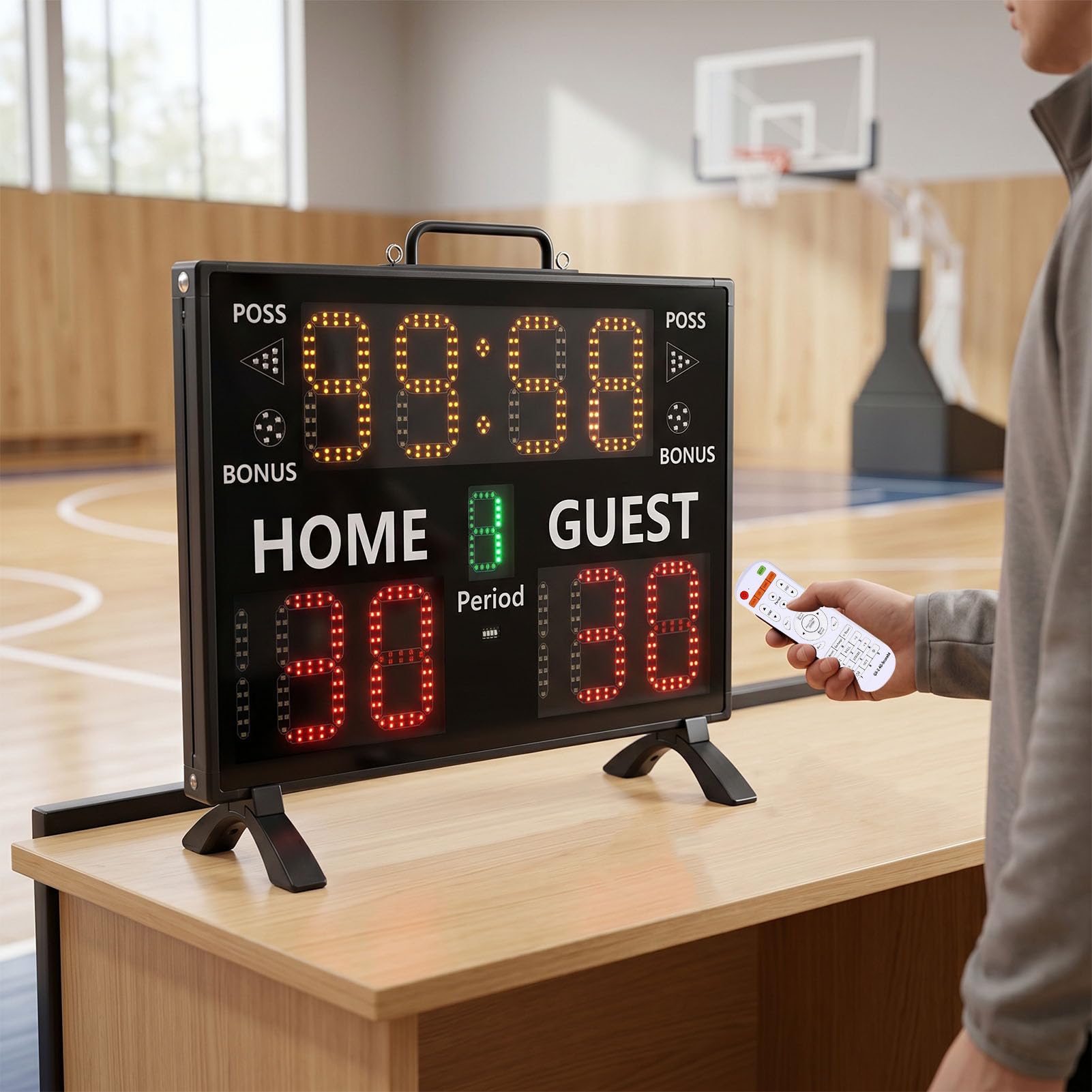 ViaGasaFamido Tabellone Segnapunti Elettronico per Basket di Punteggio con Telecomando a 11 Cifre Adatto per Eventi Sportivi All'aperto Costruzione Leggera in ABS