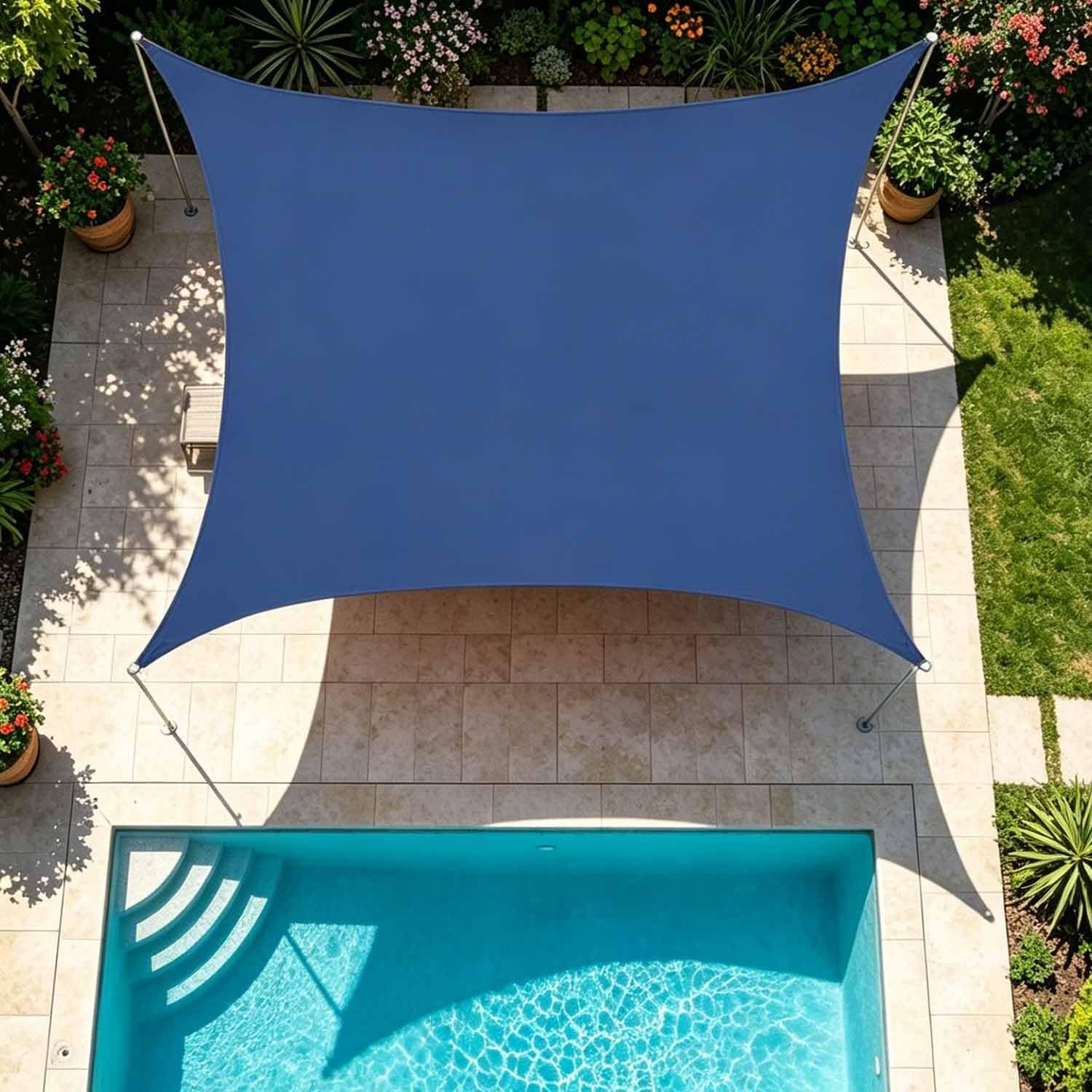 Ffsaacol Outdoor Rectangle Sail Shade, Sun Shade Sail Canopy Waterproof, Sun Shade Heavy Duty Canopy UV Block, for Backyard Patio Pergola Garden (We Make Custom Size) G, 16x16ft/5x5m