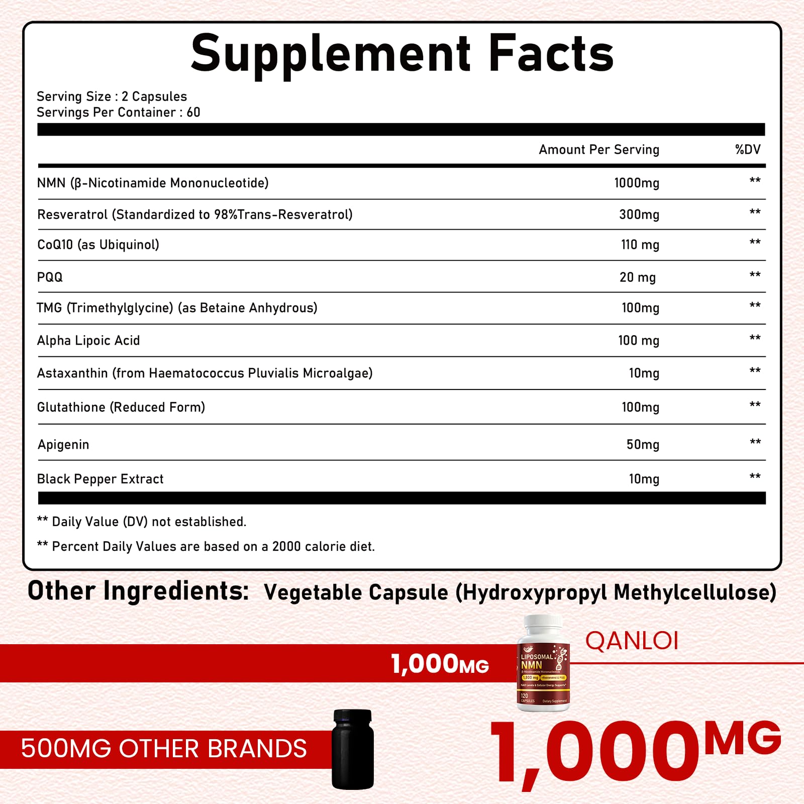 Liposomal NMN Supplement 1000mg Pure, Nmn Resveratrol Capsules, 120 Count — Amazon image 2