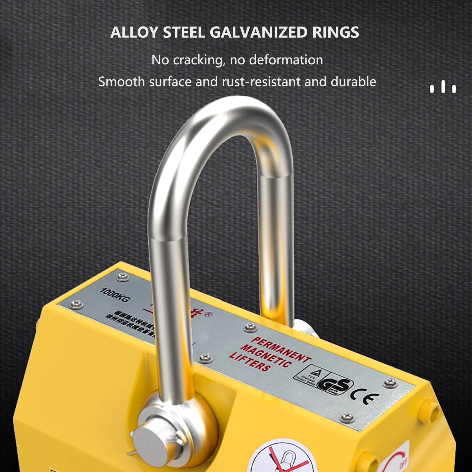 Magnete di Sollevamento for impieghi gravosi con Rilascio, Forza di trazione di 0,1-3 tonnellate, for Il Sollevamento di Acciaio, Barra Rotonda, Fattore di Sicurezza 3,0(3300lb/1.5 TON)