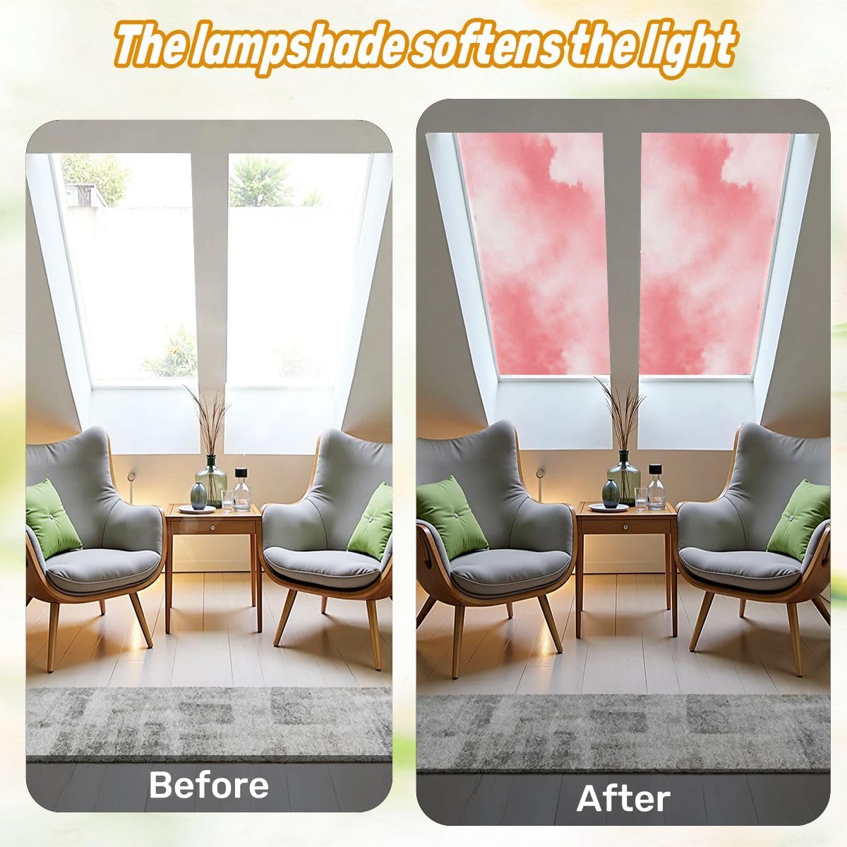 Fluorescent Light Covers for Ceiling Lights Pink Watercolor Easy to Install Magnetic Light Filter for Classroom Office Hospitals School Home Decor