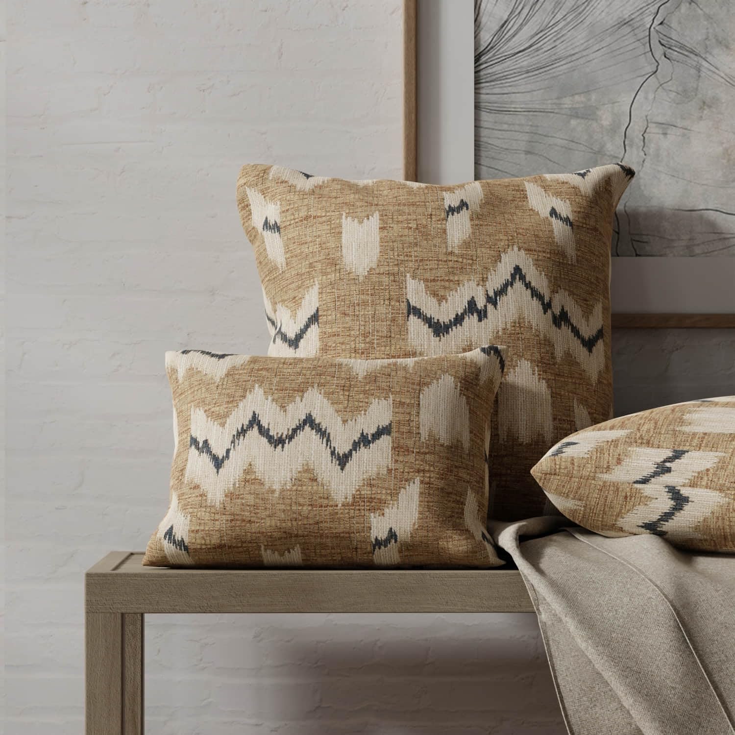 Brown Fade Resistant Global Abstract Woven Pattern Upholstery Fabric by The Yard - SKU: Jerome Earth