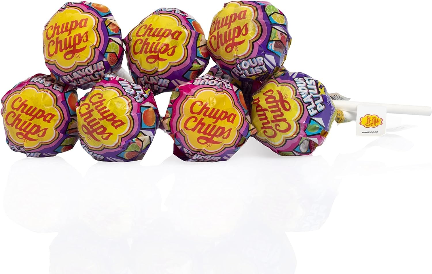Chupa Chups XXL, Flavour Playlist Caramelo relleno de Chicle con Palo de Sabores Variados, Display de 60 unidades de 29gr. Ichuches