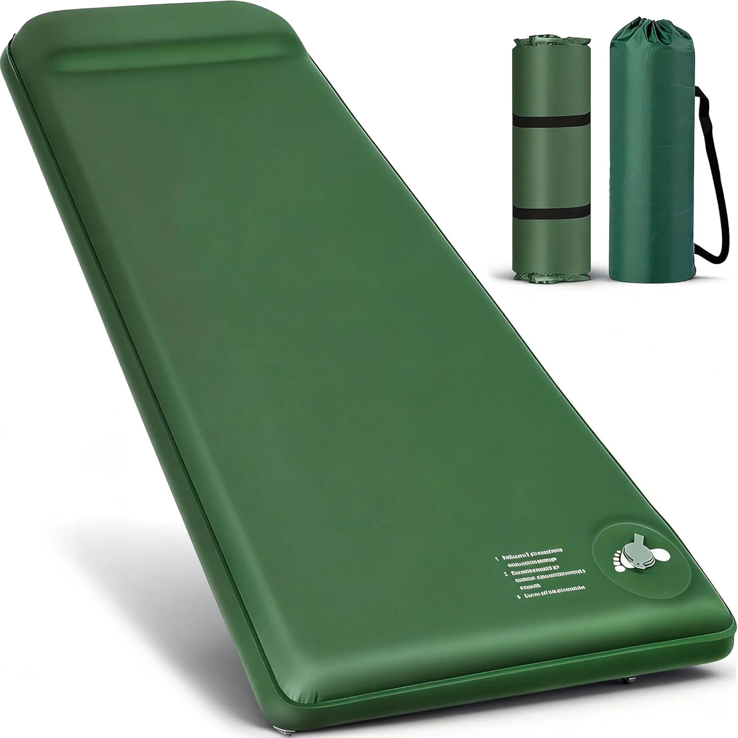 Memory Sleeping Pad, 3.1" Self Inflating Sleeping Pad for Camping, Easy Inflate & Deflate, Portable Foam Mattress with Pillow, 9.5 R-Value Insulated Sleeping Mat for Backpacking, Car, Travel, Tent