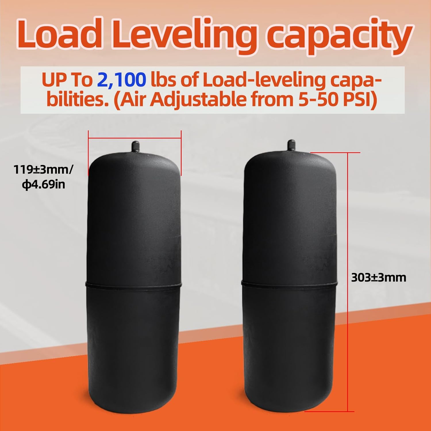 Air Spring Bag Suspension Kit Compatible with 2009-2023 RAM 1500 Pickups, RAM 1500 Classic Pickups OEM Number Replace 60818HD Up to 2,100 lbs of load-leveling capabilities