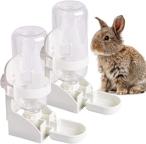 kathson 2 botellas de agua de conejo, fuente de agua colgante de 17 onzas, dispensador automático sin fugas, alimentador de agua para conejito,