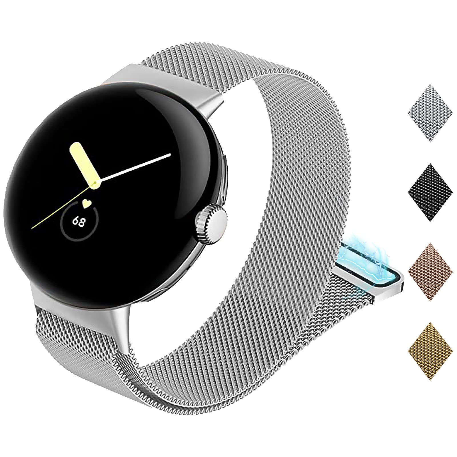 kytuwy Pixel Watch Band Metal, Stainless Steel Mesh Wristband Men Women Business Bands for Google Pixel Watch 2022