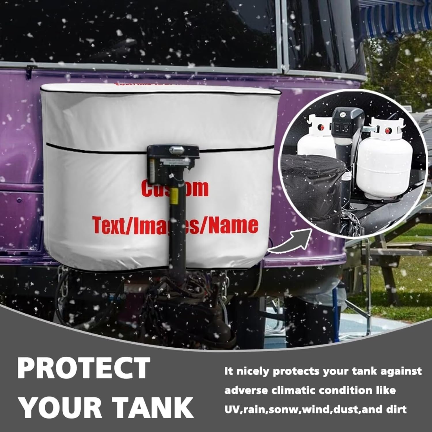 Customized Camper Dual 30lb RV Propane Tank Cover Travel Trailer Propane Tank Cover Waterproof Heavy Duty Propane Gas Cylinder Cover