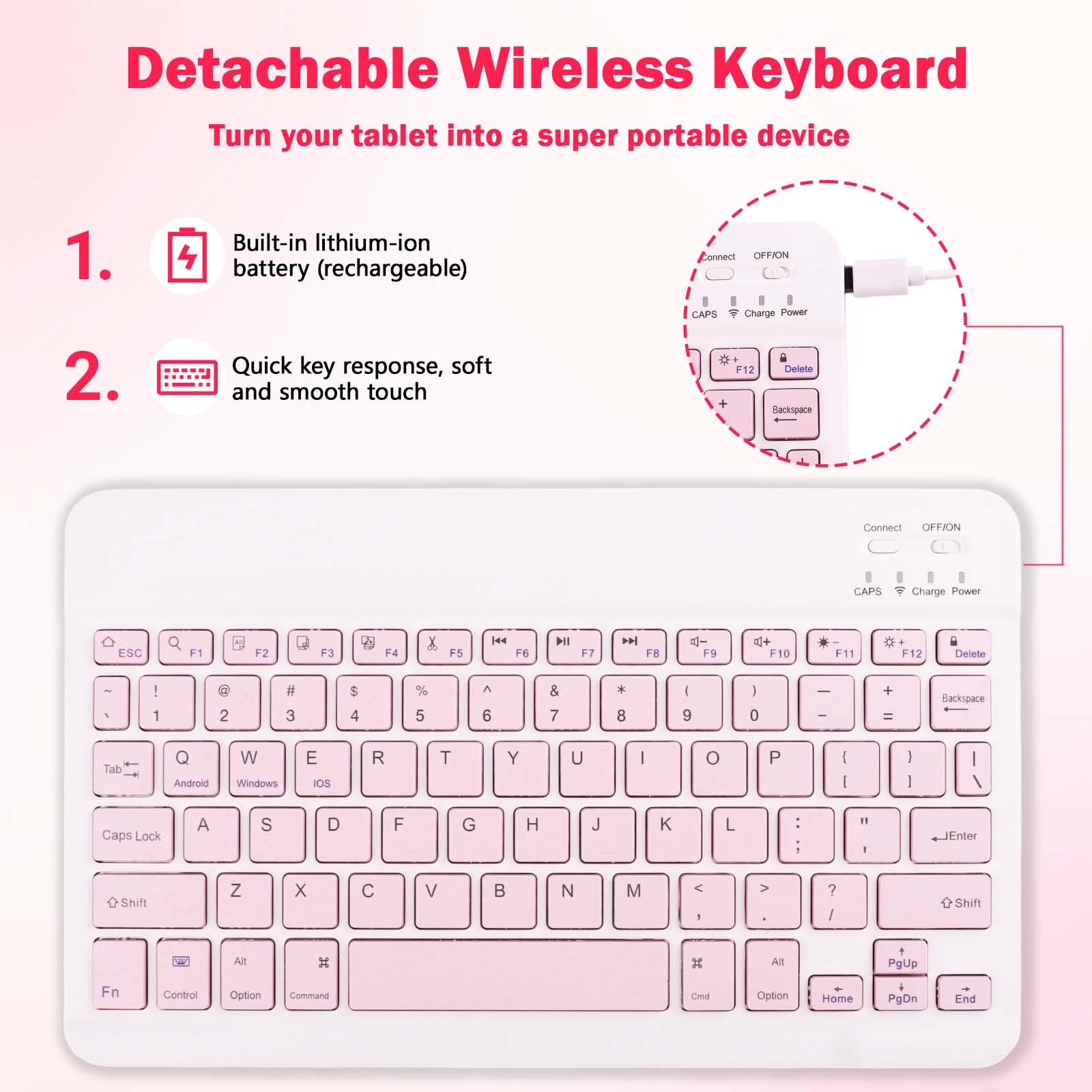 Funda con Teclado para Samsung Galaxy Tab S10 Lite 5G / S10 FE / S9 FE / S9 10.9" / 11" (2025/2023), Teclado Español Ñ Bluetooth Desmontable con Soporte Integrado para S-Pen, (Rosa)