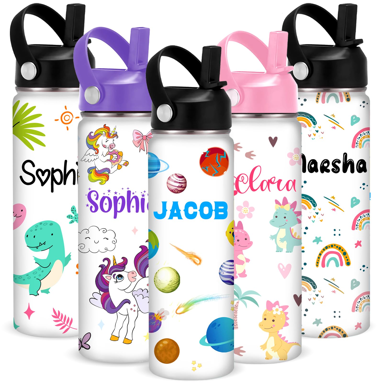 MESHELEY Custom Water Bottle Personalized Cups for Kids Girls Boys Toddler Customized Name Water Bottles Customizable Gifts for School 12 16 18 oz