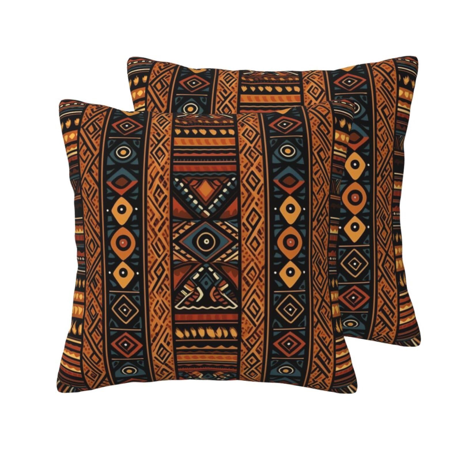 Peiyeety As Pic Decorative Throw Pillow Covers Soft Breathable Pillow Case Farmhouse Cushion Cover Couch Traditional African Design Pattern Modern Square Pillowcases For Sofa Bed Car Home Decor 18"X18"