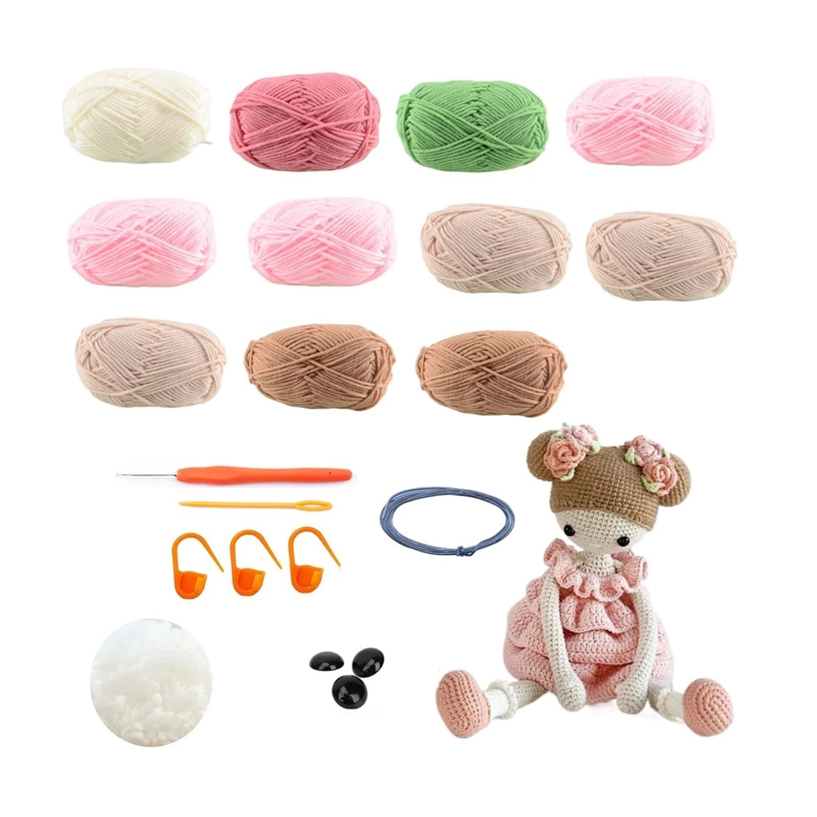 OPIGJUFD Kits de Ganchillo Kits de crochet for muñecas Gril DIY, kits tejido amigurumi, manualidades con hilo, accesorios y patrones para Proyectos de Manualidades(Liya gril)