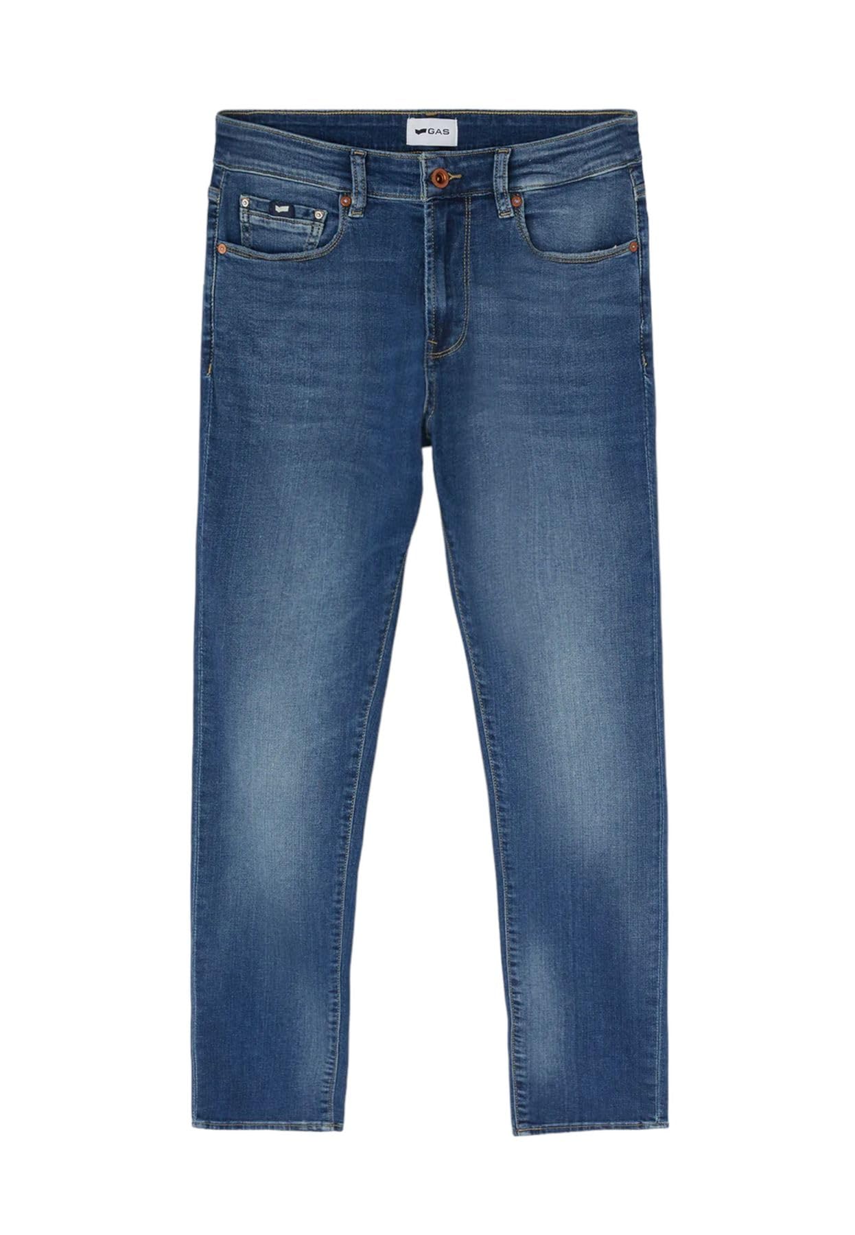 gas Jeans Skinny Fit Blue Denim STR 10 1/2 Oz Sax Zip Rev 351450030789 Blu