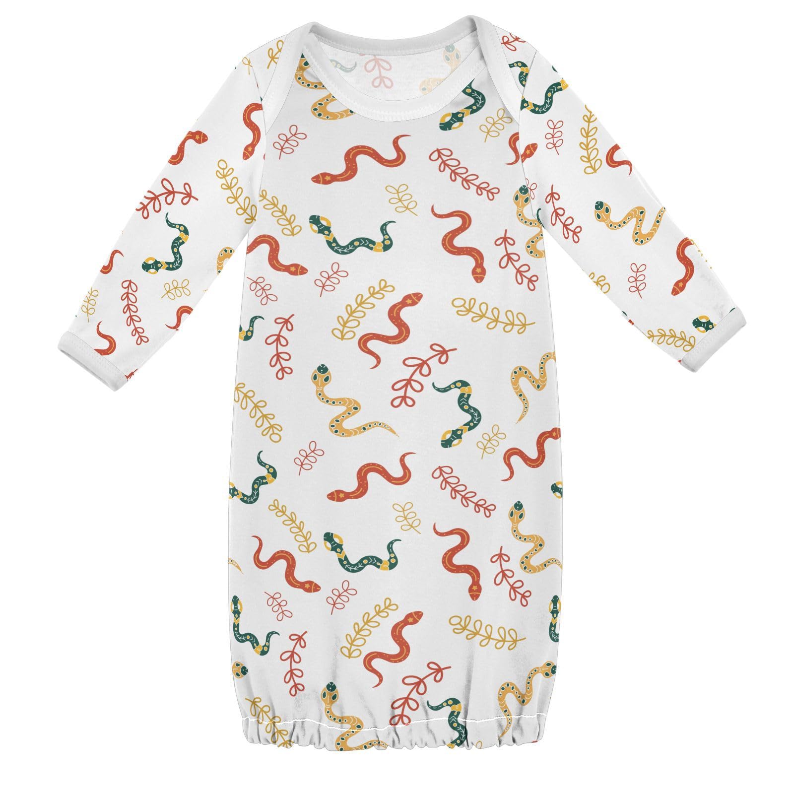 WIFIU Magical Colorful Snakes Baby Girls Boys Sleeper Gown Cotton Nightgown Long Sleeve, Baby Nightdress Sleeping Clothes for Newborn 3-6 Months Multicolor