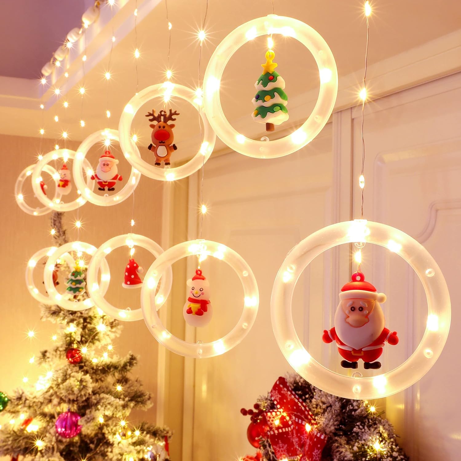 Taylor & Brown 120 LED Christmas Window Lights 3m x 0.65m LED String Lights Curtain Fairy Light with Remote Control, 8 Modes Xmas Decoration for Indoor Party Wedding Bedroom