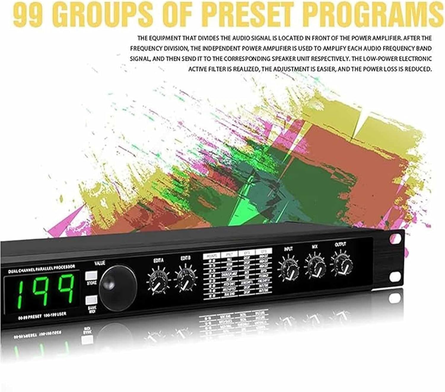 LNNW Equalizzatori grafici Processore audio, riverbero digitale professionale multieffetto con processore DSP