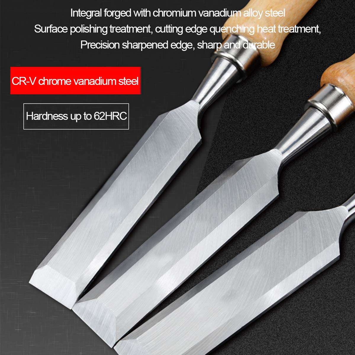 Zestawy dłut do drewna i miękki uchwyt z końcówką młotkową, zestaw dłut do drewna do stolarstwa, szerokość głowicy tnącej od 6 mm do 20 mm, zestaw 6-częściowy