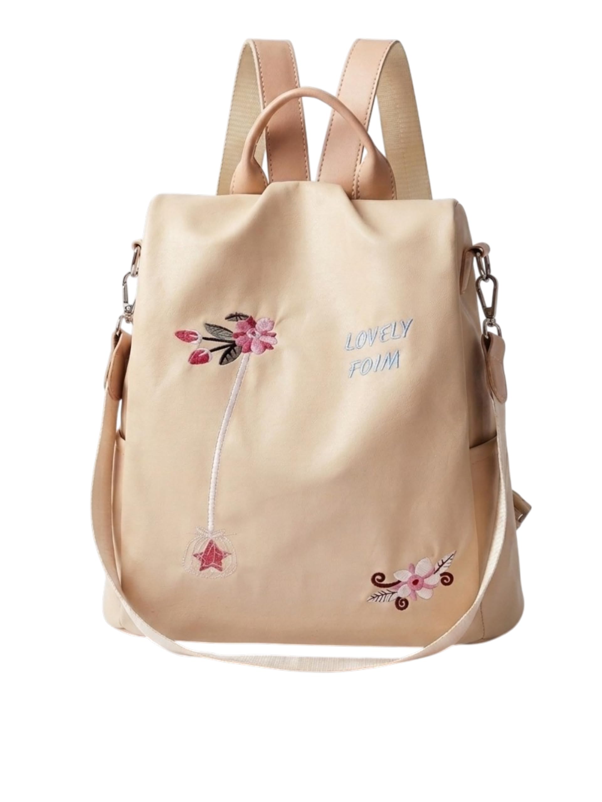Backpack Bag for Women Flower Embroidered Cuty Small Capacity Shoulder Bag-image-16