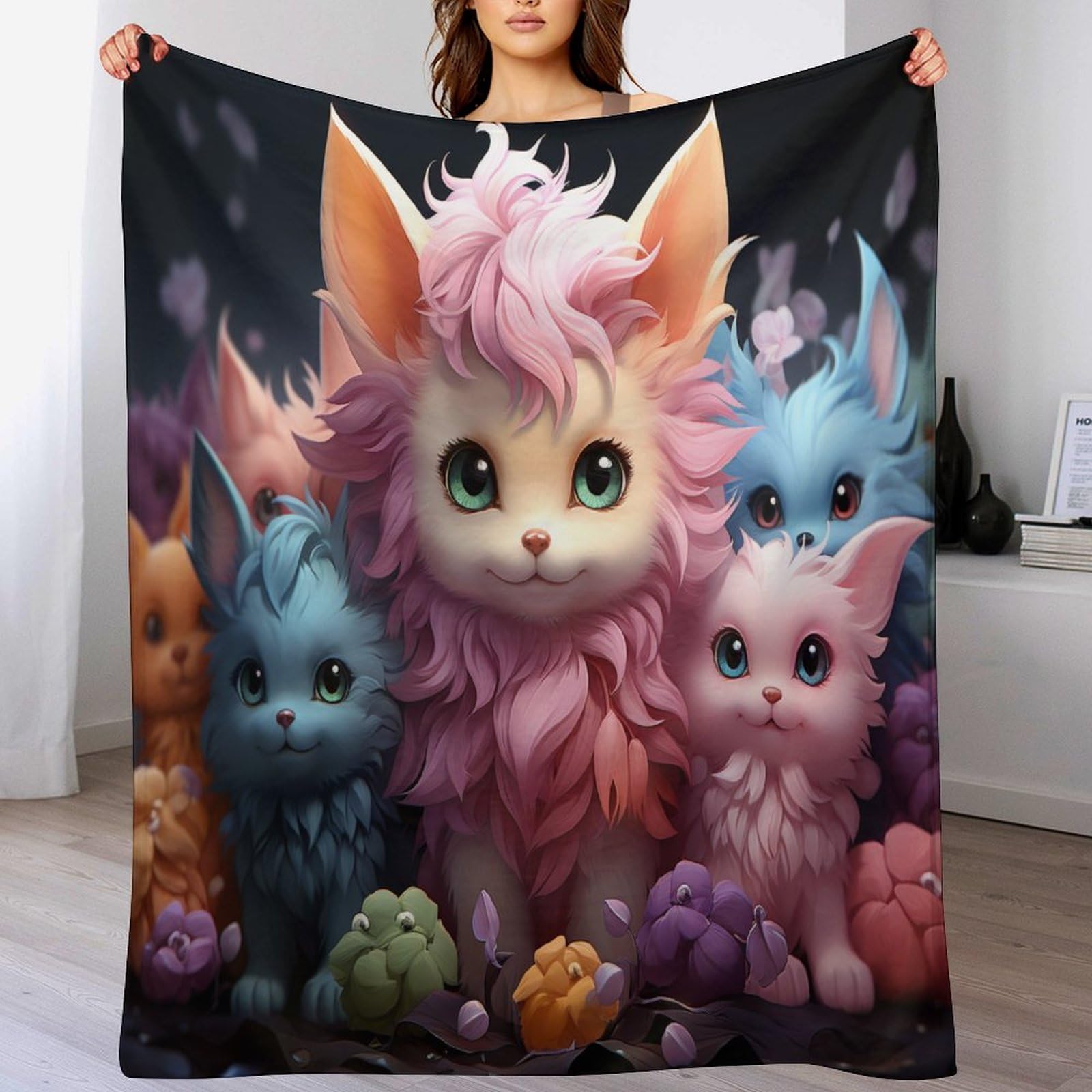 Couverture Flanelle Renard 180x200 Anti-Frissons pour Lit, Canapé et Bébé