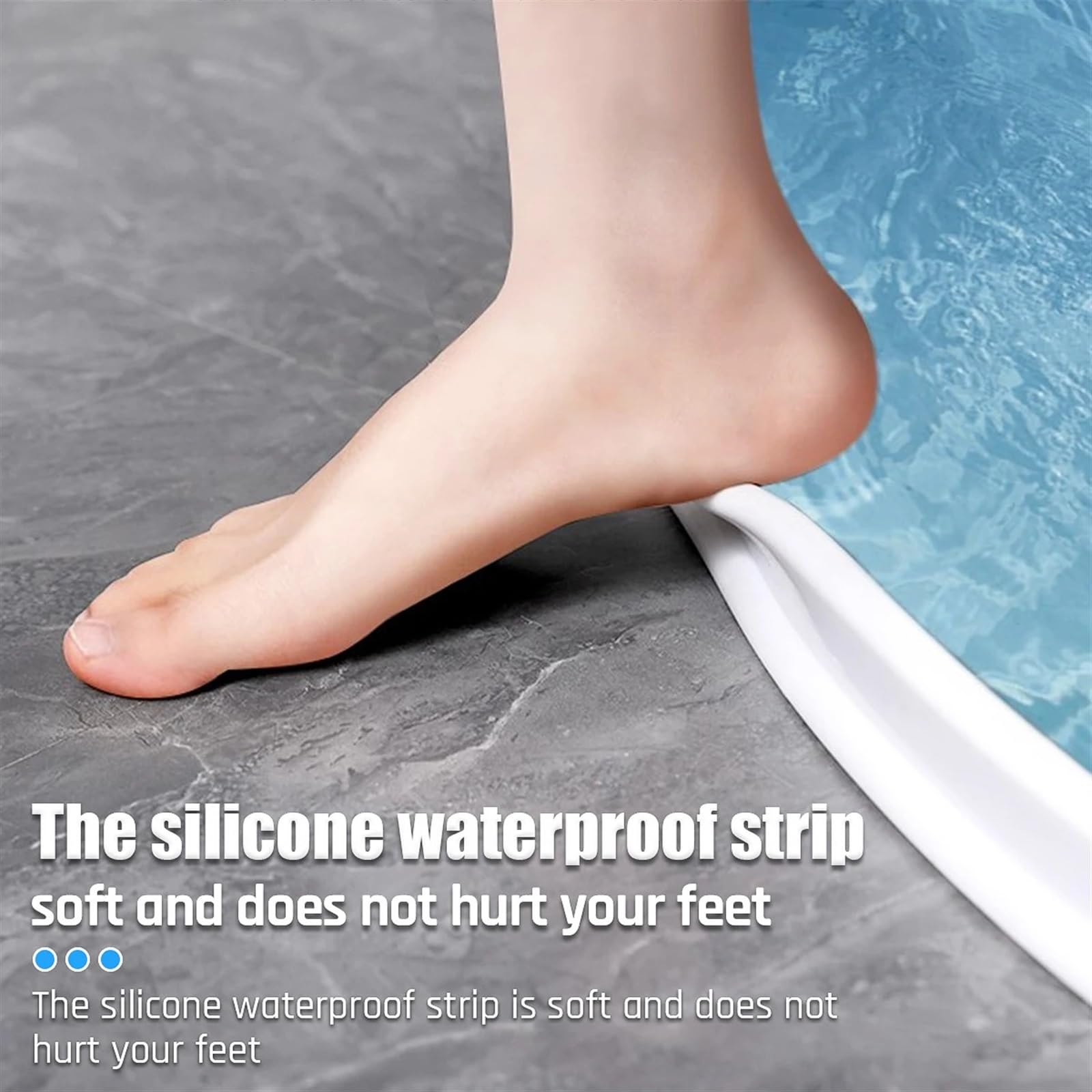 Schwallschutzleiste Silikon-Duschbarriere, Badezimmer-Wasserstopper, Dusche, rutschfeste Trocken- Und Nasstrennung, Hochwasserbarriere, Türboden-Dichtungsstreifen(Type A TRANSPARENT,0.9m)