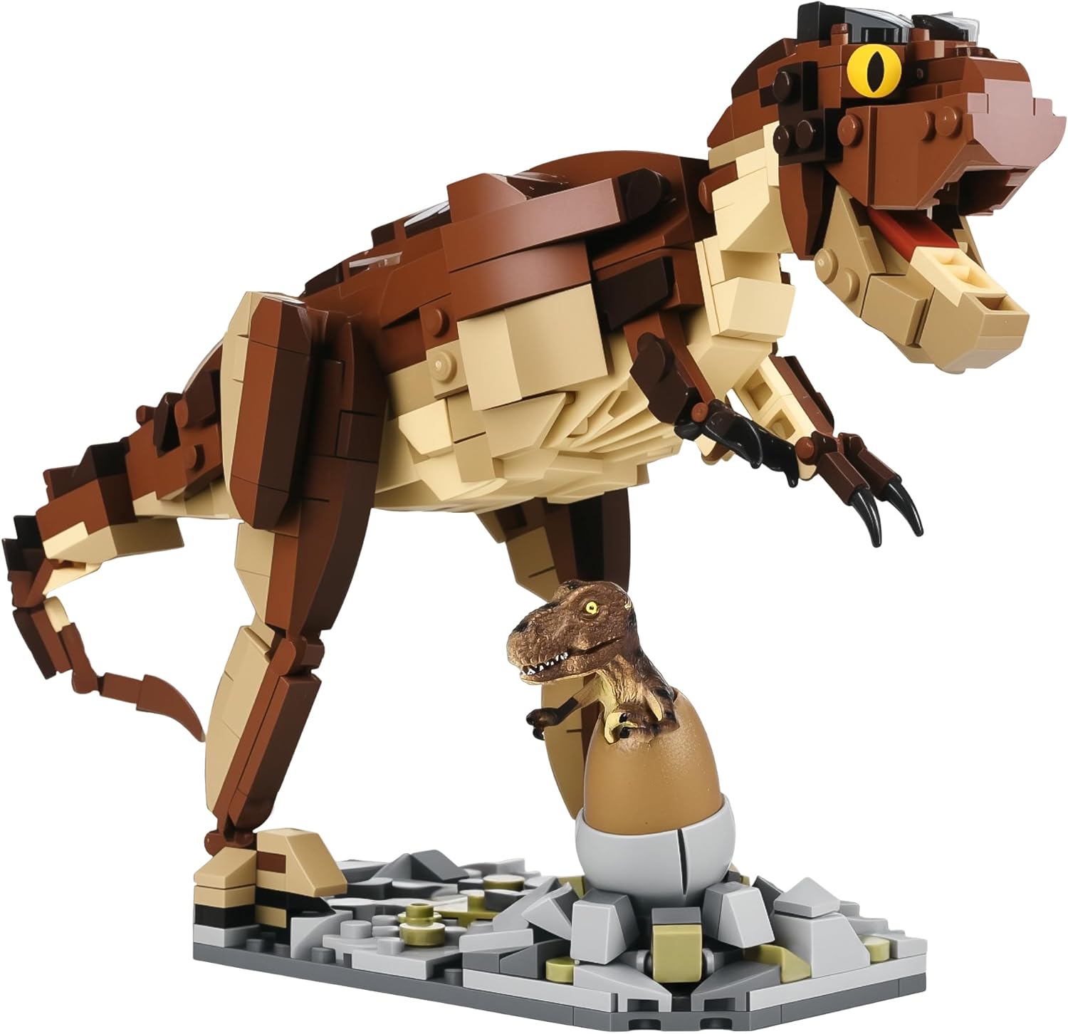 T-Rex Dinosaur Building Set – 539PCS Model with Nest & Hatching Baby, Poseable Adult Dinosaur with Movable Joints, Collectible Display for Office Decor & Dinosaur Lovers Ages 14+