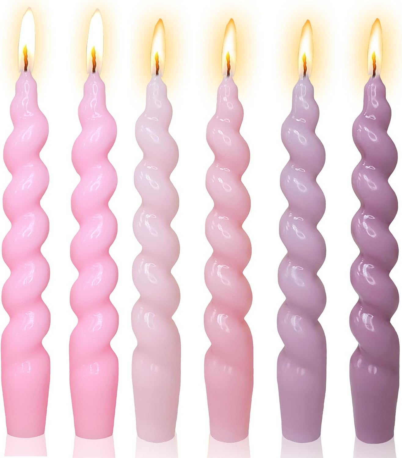 6pcs Pink Candlesticks Short Taper Candles - 7 INCH Funky Candle Sticks Short Twisted Taper Candles Short Swirly Candles for Home Décor Weddings Women Gifts