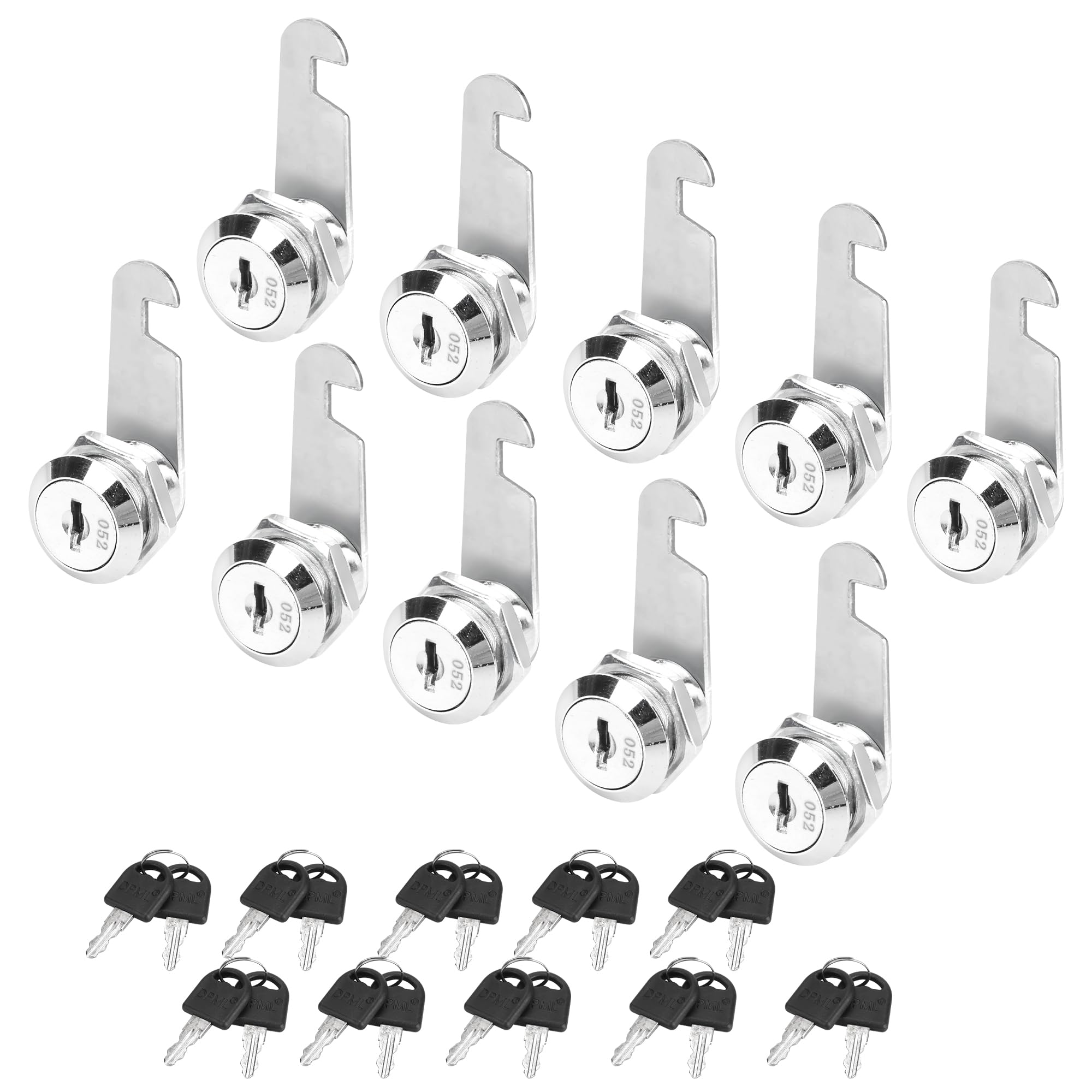 YKUKIZEE 10 Pack 20mm Mailbox Lock Replacement, Keyed Alike Letterbox Lock with 20 Keys, Security Cabinet Lock for Locker Furniture Drawer Post Cupboard
