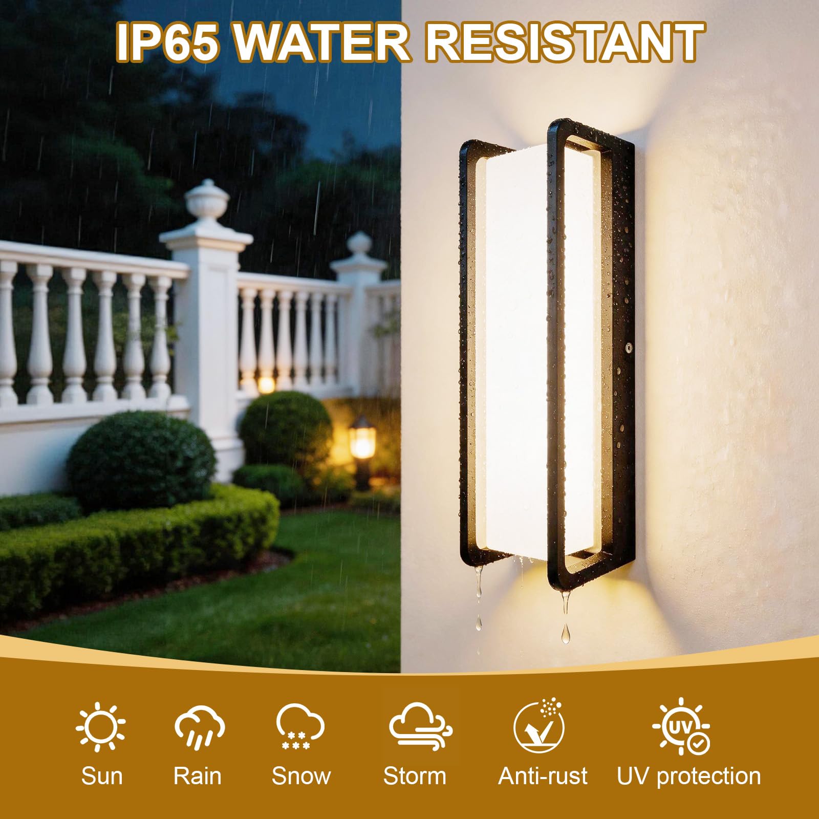 Applique da Parete Interno 24W | lampada da parete IP65 Impermeabile Alluminio,Bianca Calda 3000K, Applique da Esterno Moderna per Giardino, Terrazza e Garage