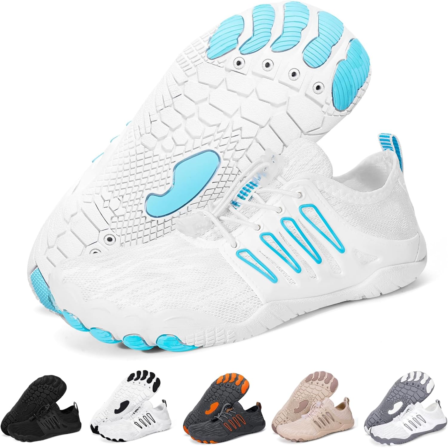 Hike Barefoot Water Shoes for Women Men Footwear, Quick Dry Wide Toe Box Pro Beach Swim Athletic Sports Shoes, Non-Slip Lightweight Aqua Shoe for Pool Hiking Walking Kayaking Diving Surfing