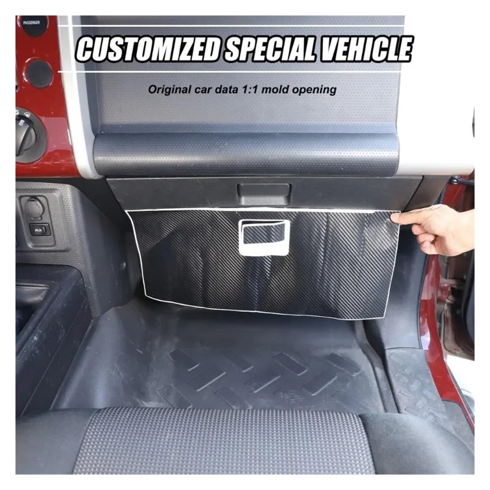 Adesivo in vinile for protezione vano portaoggetti in fibra di carbonio for auto, accessori interni for auto compatibili con Toyota FJ Cruiser 2007-2021